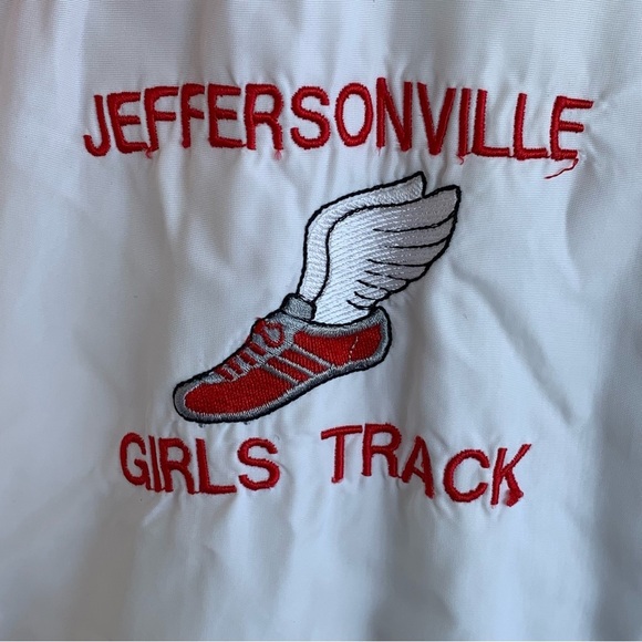 Vintage Jeffersonville Girls Track Jacket Logo Embroidered Indiana Size XL Hood - Picture 5 of 5